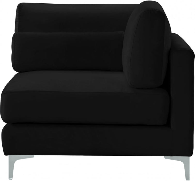 Julia Black Velvet Modular Corner Chair - 605Black-Corner - Vega Furniture