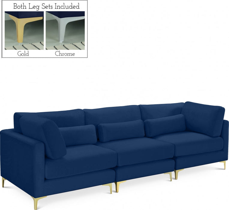 Julia Blue Velvet Modular 108" Sofa - 605Navy-S108 - Vega Furniture