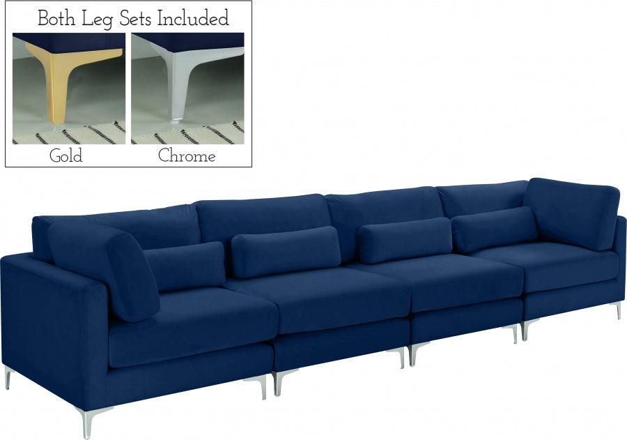 Julia Blue Velvet Modular 142" Sofa - 605Navy-S142 - Vega Furniture