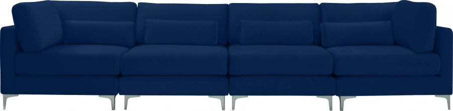 Julia Blue Velvet Modular 142" Sofa - 605Navy-S142 - Vega Furniture