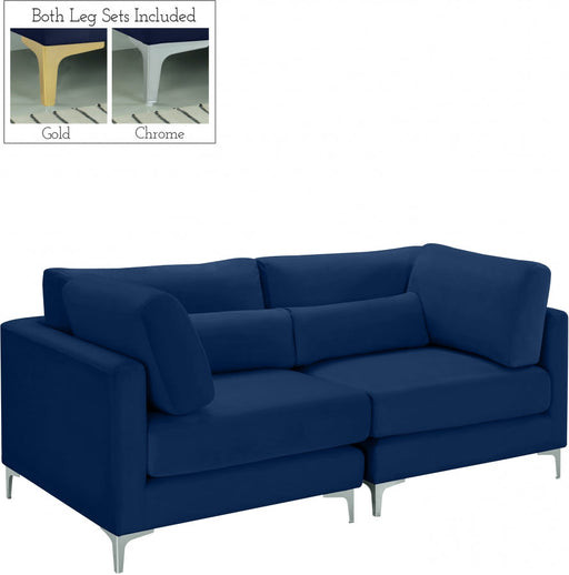 Julia Blue Velvet Modular 75" Sofa - 605Navy-S75 - Vega Furniture