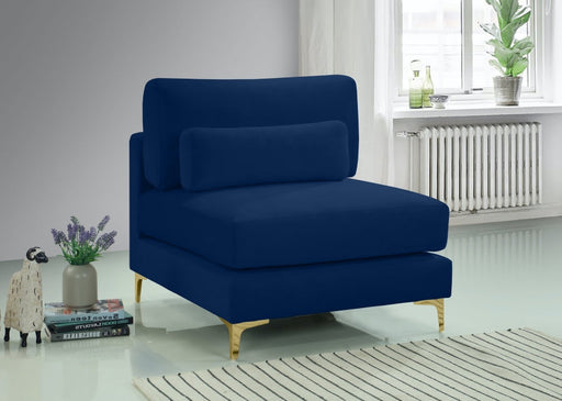 Julia Blue Velvet Modular Armless Chair - 605Navy-Armless - Vega Furniture