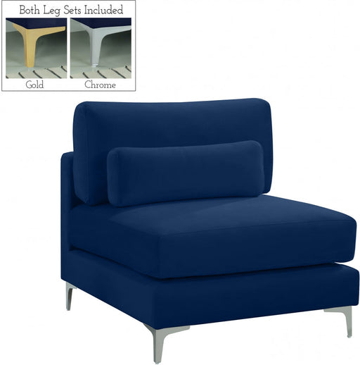 Julia Blue Velvet Modular Armless Chair - 605Navy-Armless - Vega Furniture