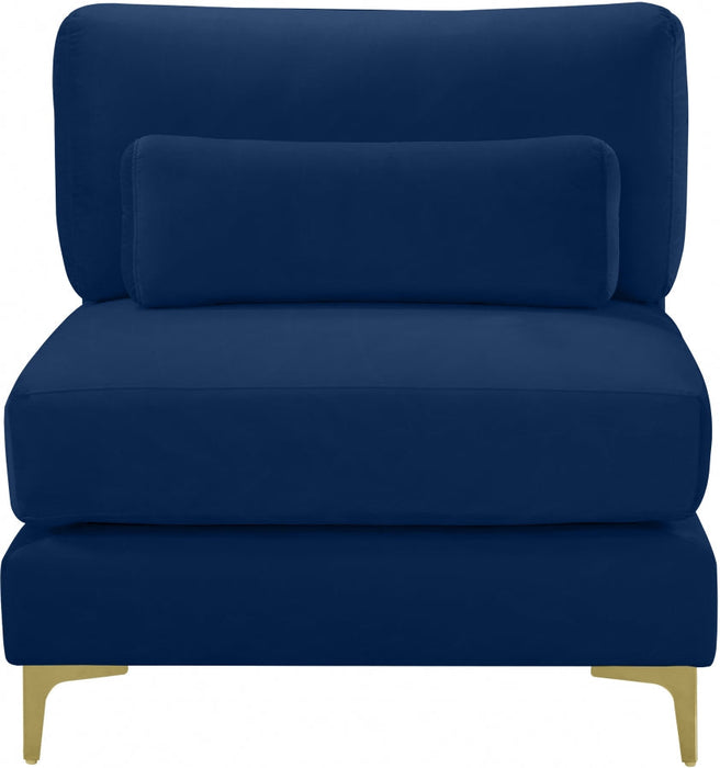 Julia Blue Velvet Modular Armless Chair - 605Navy-Armless - Vega Furniture