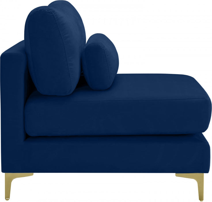 Julia Blue Velvet Modular Armless Chair - 605Navy-Armless - Vega Furniture