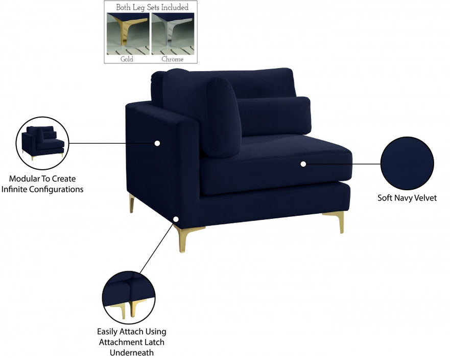 Julia Blue Velvet Modular Corner Chair - 605Navy-Corner - Vega Furniture