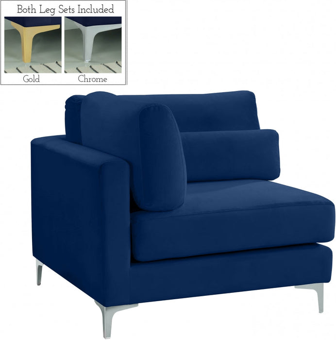 Julia Blue Velvet Modular Corner Chair - 605Navy-Corner - Vega Furniture