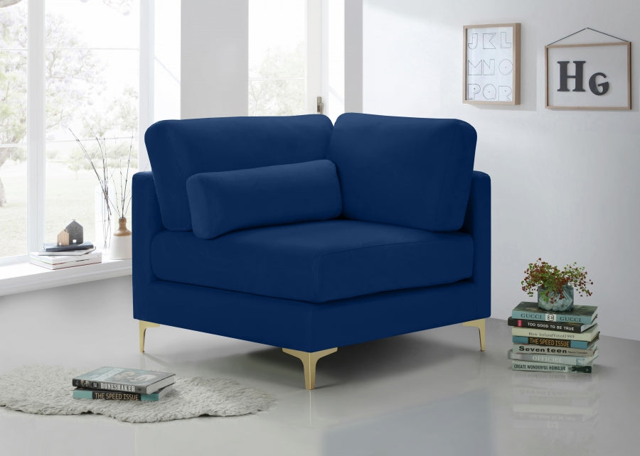 Julia Blue Velvet Modular Corner Chair - 605Navy-Corner - Vega Furniture