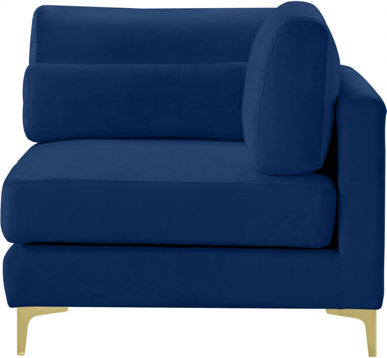 Julia Blue Velvet Modular Corner Chair - 605Navy-Corner - Vega Furniture