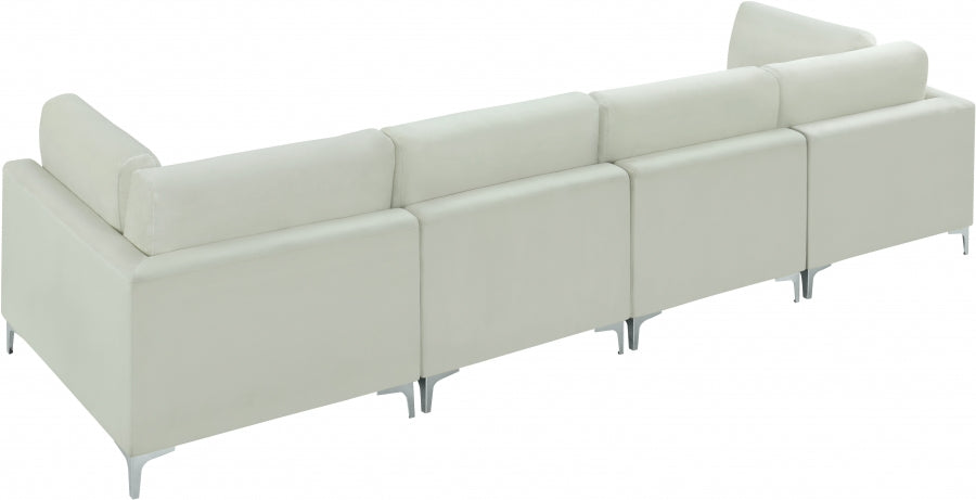 Julia Cream Velvet Modular 142" Sofa - 605Cream-S142 - Vega Furniture