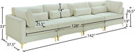 Julia Cream Velvet Modular 142" Sofa - 605Cream-S142 - Vega Furniture