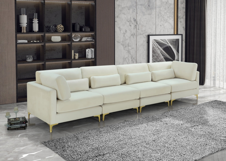 Julia Cream Velvet Modular 142" Sofa - 605Cream-S142 - Vega Furniture