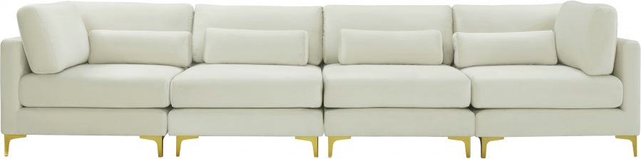 Julia Cream Velvet Modular 142" Sofa - 605Cream-S142 - Vega Furniture