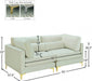Julia Cream Velvet Modular 75" Loveseat - 605Cream-S75 - Vega Furniture