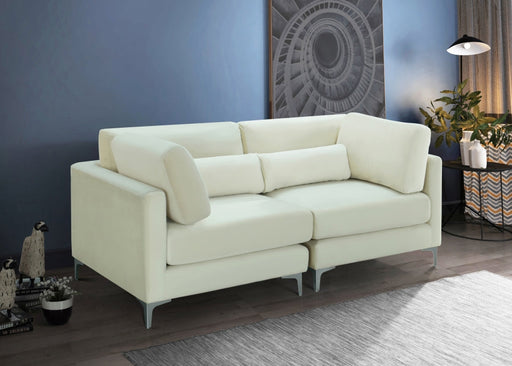 Julia Cream Velvet Modular 75" Loveseat - 605Cream-S75 - Vega Furniture