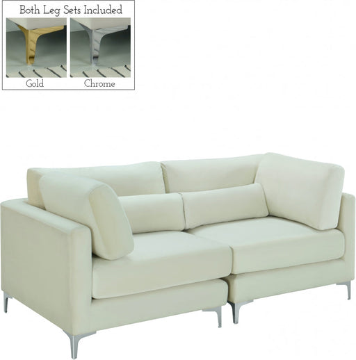 Julia Cream Velvet Modular 75" Loveseat - 605Cream-S75 - Vega Furniture