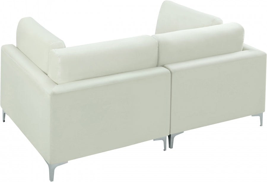 Julia Cream Velvet Modular 75" Loveseat - 605Cream-S75 - Vega Furniture