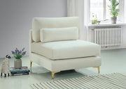 Julia Cream Velvet Modular Armless Chair - 605Cream-Armless - Vega Furniture