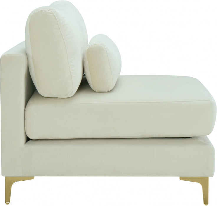 Julia Cream Velvet Modular Armless Chair - 605Cream-Armless - Vega Furniture