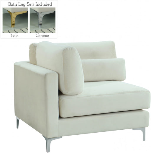 Julia Cream Velvet Modular Corner Chair - 605Cream-Corner - Vega Furniture