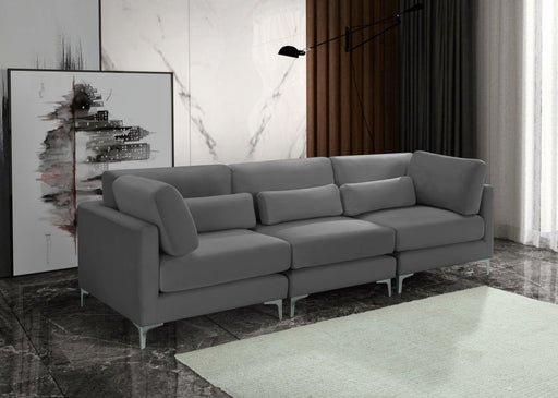 Julia Grey Velvet Modular 108" Sofa - 605Grey-S108 - Vega Furniture