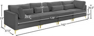 Julia Grey Velvet Modular 142" Sofa - 605Grey-S142 - Vega Furniture