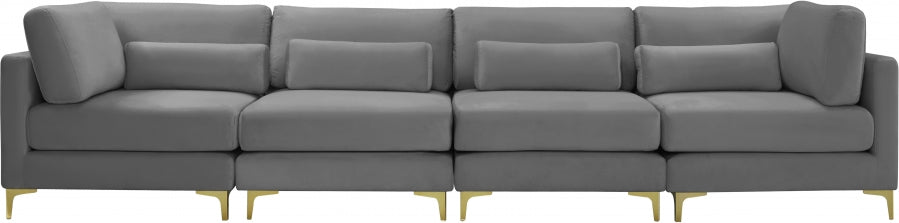 Julia Grey Velvet Modular 142" Sofa - 605Grey-S142 - Vega Furniture