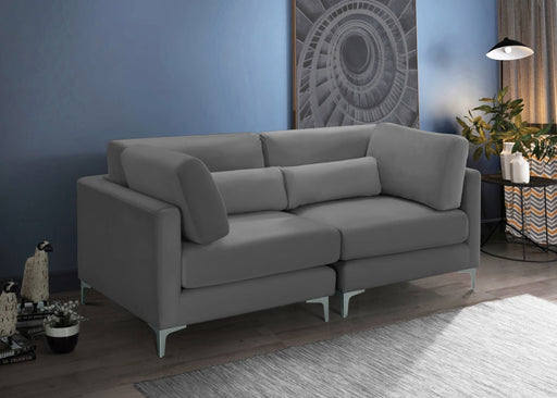 Julia Grey Velvet Modular 75" Sofa - 605Grey-S75 - Vega Furniture