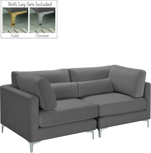 Julia Grey Velvet Modular 75" Sofa - 605Grey-S75 - Vega Furniture