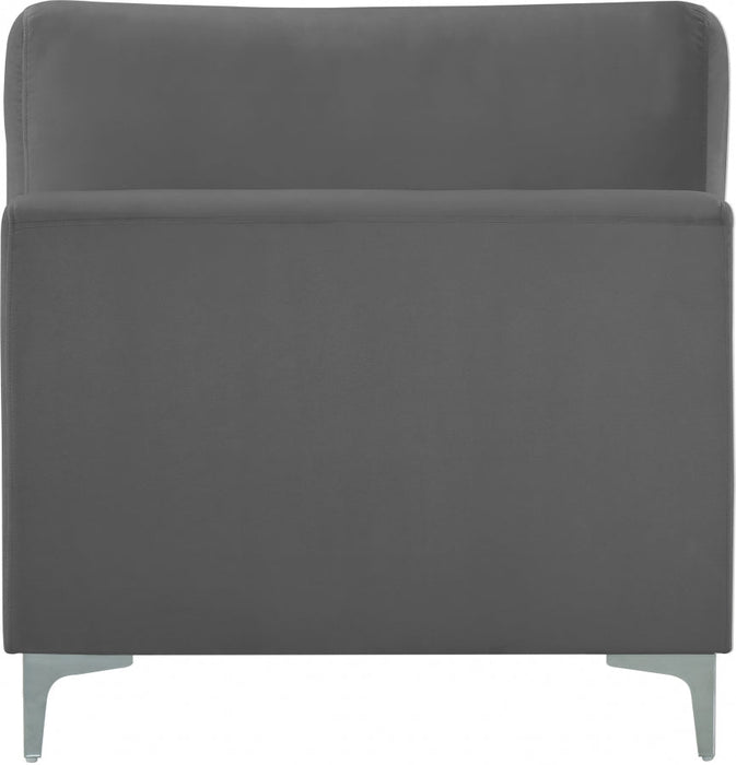 Julia Grey Velvet Modular Armless Chair - 605Grey-Armless - Vega Furniture
