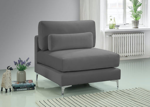 Julia Grey Velvet Modular Armless Chair - 605Grey-Armless - Vega Furniture