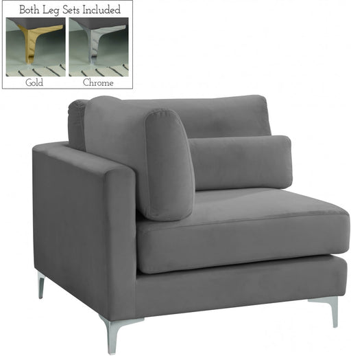 Julia Grey Velvet Modular Corner Chair - 605Grey-Corner - Vega Furniture