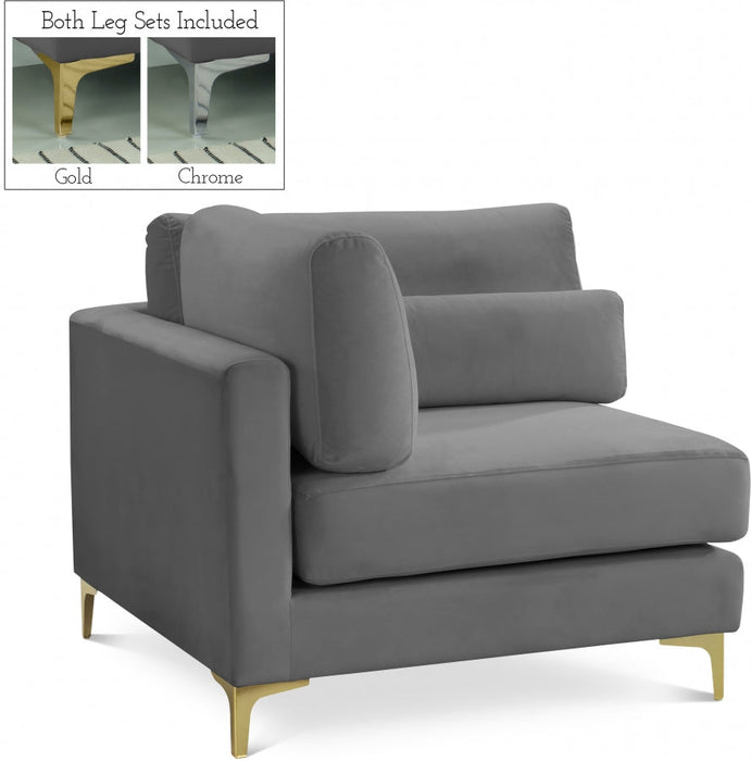 Julia Grey Velvet Modular Corner Chair - 605Grey-Corner - Vega Furniture