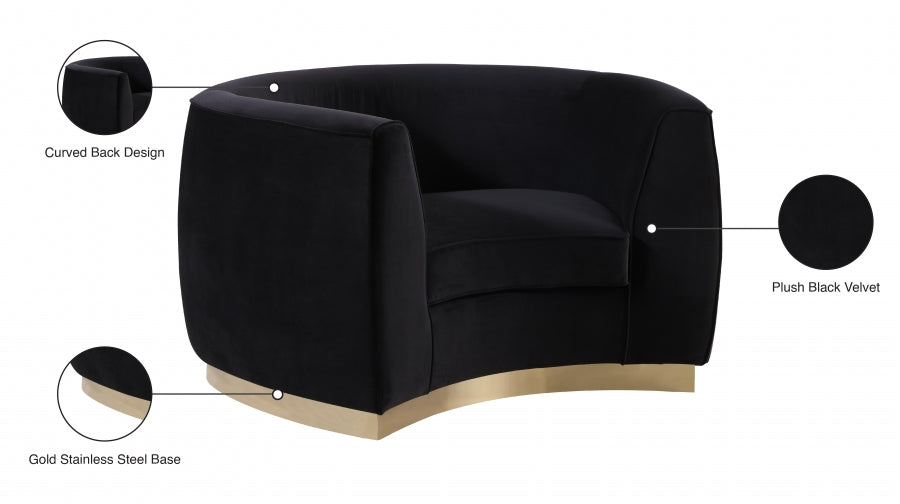 Julian Black Velvet Chair - 620Black-C - Vega Furniture