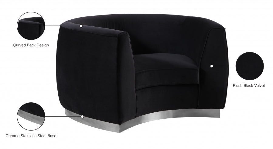 Julian Black Velvet Chair - 621Black-C - Vega Furniture