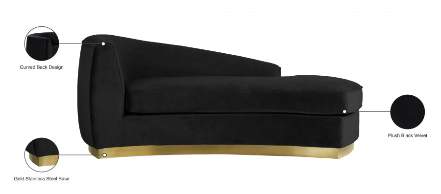 Julian Black Velvet Chaise Lounge - 620Black-Chaise - Vega Furniture