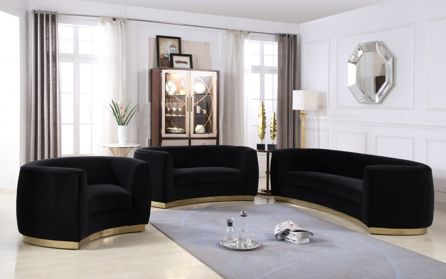 Julian Black Velvet Loveseat - 620Black-L - Vega Furniture