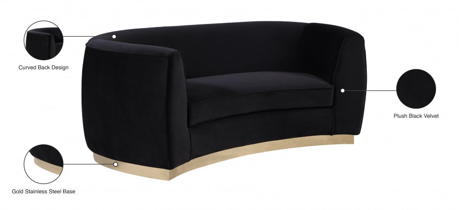 Julian Black Velvet Loveseat - 620Black-L - Vega Furniture