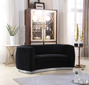 Julian Black Velvet Loveseat - 621Black-L - Vega Furniture