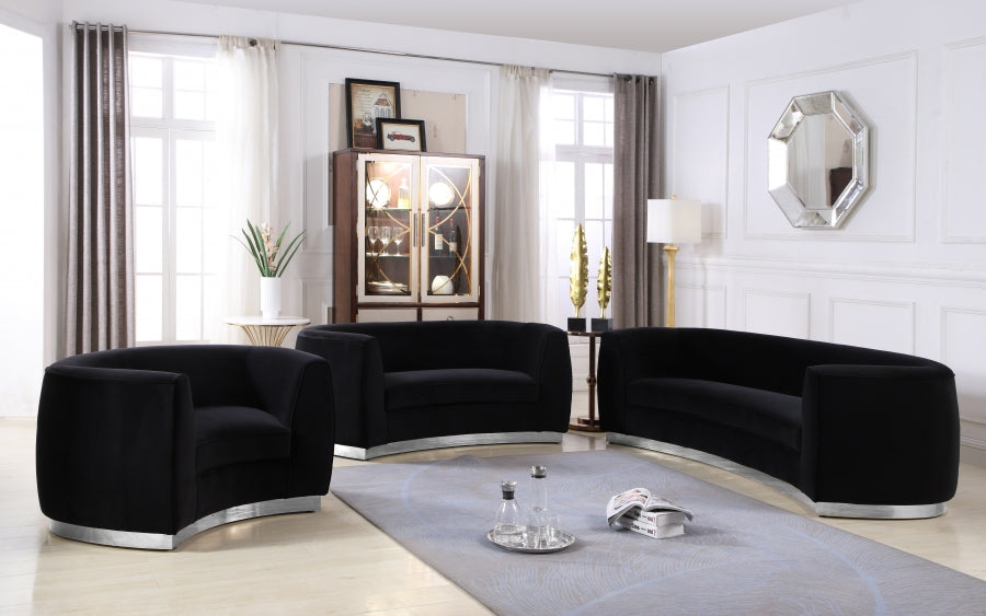 Julian Black Velvet Loveseat - 621Black-L - Vega Furniture