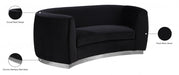 Julian Black Velvet Loveseat - 621Black-L - Vega Furniture