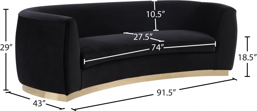 Julian Black Velvet Sofa - 620Black-S - Vega Furniture