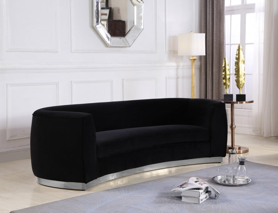 Julian Black Velvet Sofa - 621Black-S - Vega Furniture