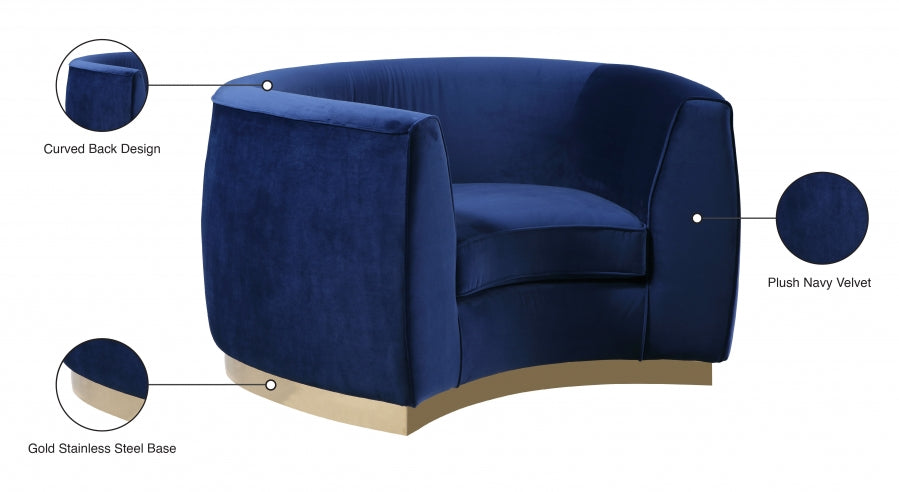 Julian Blue Velvet Chair - 620Navy-C - Vega Furniture