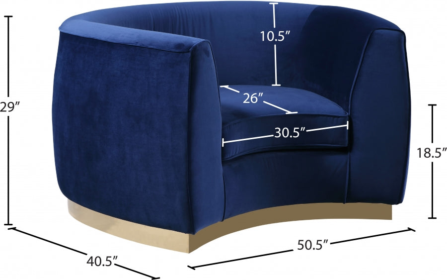 Julian Blue Velvet Chair - 620Navy-C - Vega Furniture