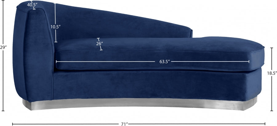 Julian Blue Velvet Chaise Lounge - 621Navy-Chaise - Vega Furniture