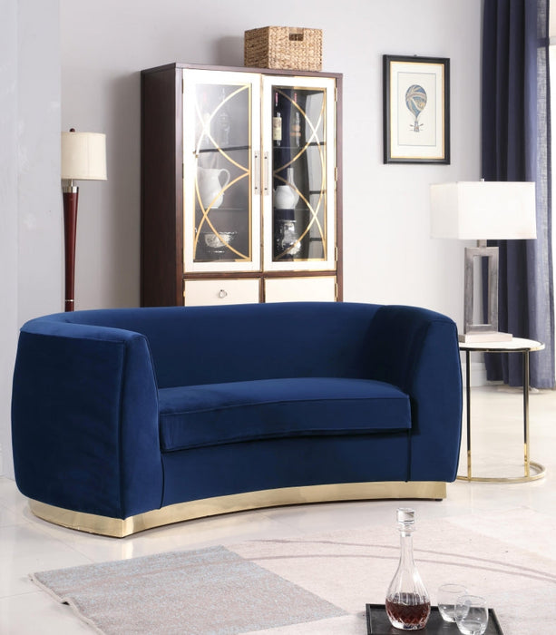 Julian Blue Velvet Loveseat - 620Navy-L - Vega Furniture