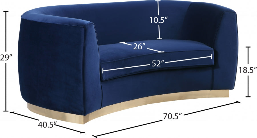 Julian Blue Velvet Loveseat - 620Navy-L - Vega Furniture