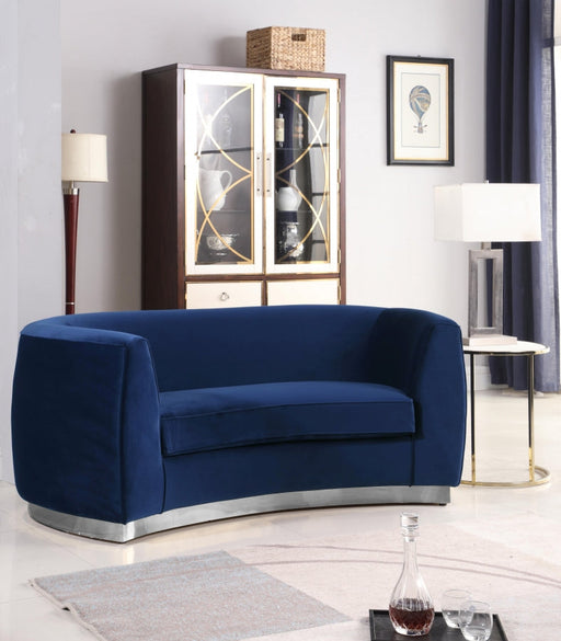 Julian Blue Velvet Loveseat - 621Navy-L - Vega Furniture