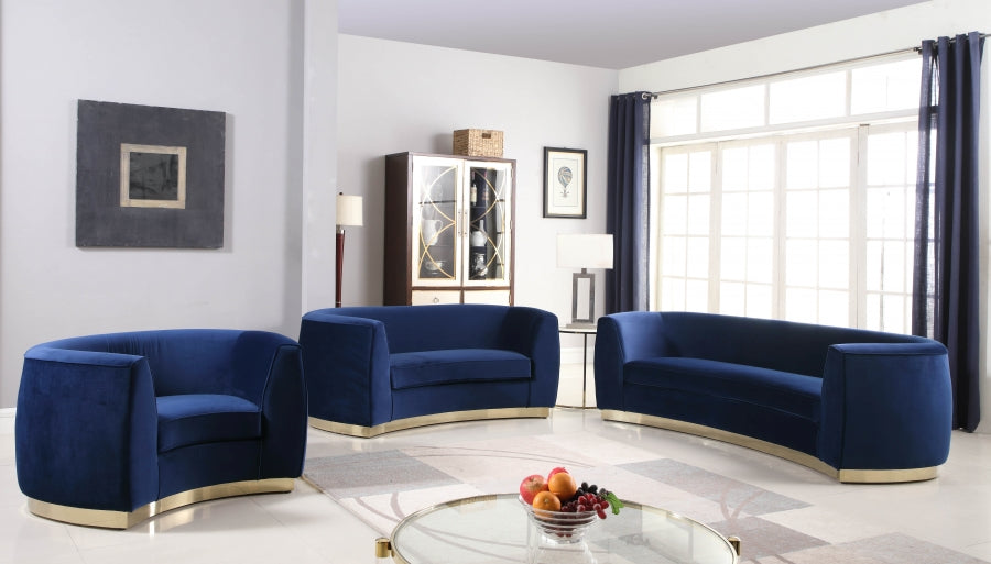 Julian Blue Velvet Sofa - 620Navy-S - Vega Furniture